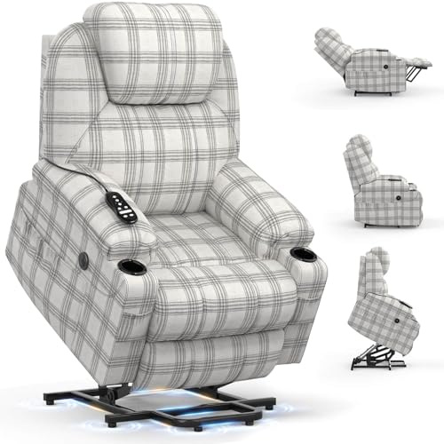 BareTay Recliner Armchair Lift Chair For the Elderly, Power Recliner Chair with Massage & Heat, Extended Footrest, Type C+USB Ports, 2 Cup Holders, Dual Side Pockets Reclining Chairs Lounge Sofa