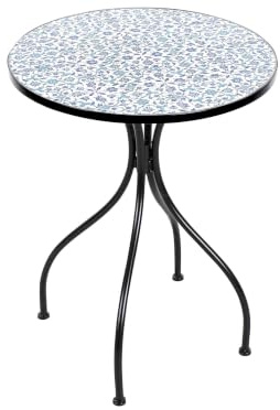 Beliani Balkontisch französisch für 2 Personen Metall schwarz rund 60 cm Mosaik Chapeco