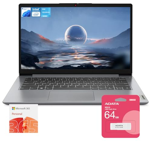 Lenovo IdeaPad 1 Daily/Student - Computer portatile HD da 14, 36 GB di RAM, 1216 GB di memoria (128 GB eMMC + 1 TB PCIe + 64 GB USB), Office 365 di 1 anno, processore Intel Core, Win 11 Home, bundle