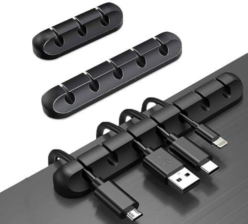 Sixstore Kabel-Clips, Kabelhalter-Clips, Kabelmanagement zum Organisieren von Kabeln, PC, USB-Ladekabeln, ideal für Zuhause, Büro, Auto, Silikon, selbstklebend, Schwarz, 3 Stück