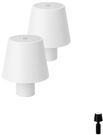 PALUPLUS 2 Lampade per Bottiglia a Led Senza Fili, Misura 11x11x13 cm, Lampada Tappo Touch Dimmerabile, Batteria 800 mAh Ricaricabile USB, per Casa, Bar, Ristoranti -791C-0,65 (Bianco)