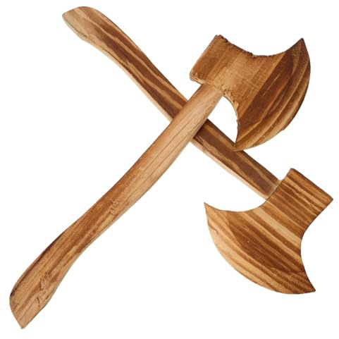 NIYANGLE 2 Pezzi ASCE in Legno per Costume Macellaio Halloween Accessori Cosplay Sicuri e Levigati Giocattoli per Decorazioni Larp Vichinga
