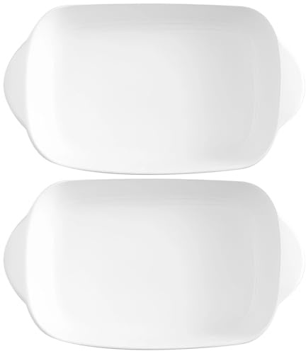 Baking Serving Dish For Chicken, Fruits, Beef, 2 Pcs Double Handle Baking Bowls, White Casserole Dishes, Small Ceramic Baking Dishes, Oven, Microwave, Dishwasher