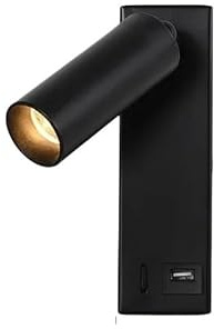 TroHollis Liseuse Led Tete De Lit,Lampe De Chevet Murale Lampe de lecture murale à LED avec interrupteur et port USB, spot rotatif, éclairage décoratif for chambre coucher, salon, bureau(Black-usb)