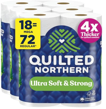 Quilted Northern Ultra Soft & Strong Toilet Paper, 18 Mega Rolls = 72 Regular Rolls, 5X Stronger*, Premium Soft Toilet Tissue