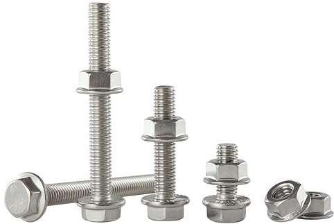 RAYGOODA Flanschbolzen- und Muttern-Set M8-1.25x45mm (8-Sets) – Edelstahl 304 A2-70, gezahnter Flansch selbstsichernd, vibrationsfest, Vollgewinde – Automobilbau, Maschinenbau, HVAC, DIY