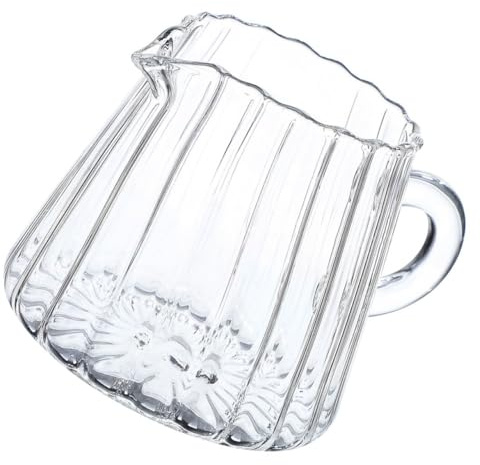 NUOBESTY Pichet à Lait Verre avec Bec Verseur Précis Petit Pot à Café Transparent pour Maison et Bureau Cruche Élégante pour Mousse et Service du Lait