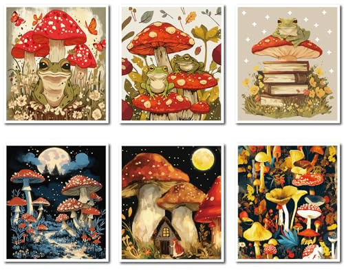 CREATCABIN 6 Styles Mushroom Swedish Dishcloths for Kitchen Cleaning Cloths for Tableware Cellulose Sponge Cloths Reusable Dish Rags Cleaning Towels No Odor Absorbent Cloths for Home Table 6.7x7.6Inch