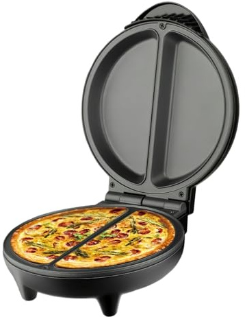 Qiaonan Padella per colazione – Elettrico in acciaio con 2 scomparti separati | Per cucinare e arrostire frittelle e uova, per famiglia, casa, ristorante, campeggio, feste, vacanze