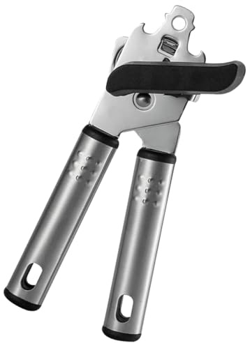 NUOBESTY Abrelatas Manual de Acero Inoxidable Empuñadura Antideslizante, Levantador de Tapa y Abridor de Botellas de Cerveza, Compacto y Portátil para Cocina, Hogar y Actividades al Aire