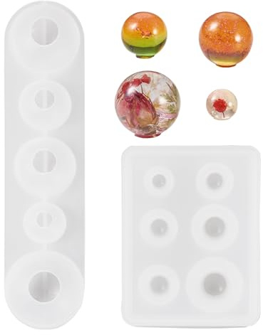 Cheriswelry Lot de 2 moules en silicone pour perles rondes en résine époxy pour fabrication de bijoux, colliers, projets d'artisanat