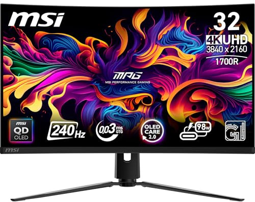 Msi Mpg 321curxde QD-Oled GaminG-Monitor 80 Cm (31.5 Zoll), Schwarz, Ultrahd/4k, QD-Oled, Curved, UsB-Hub, Kvm, 240hz Panel (9s6-3dd64T-012)