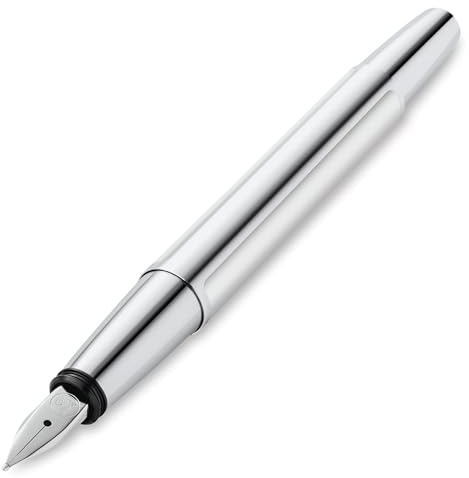 Pelikan Füllhalter Pura P40, Silber, Feder F (fein), hochwertiger Patronenfüller im Geschenk-Etui, 952028