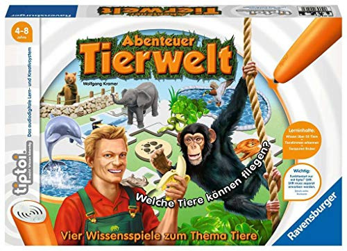 Ravensburger tiptoi 00513 - Spiel: Abenteuer Tierwelt / Tierwissen erfahren und Laute erkennen: Aufregendes Konzentrationsspiel für Kinder von 4 - 8 Jahre
