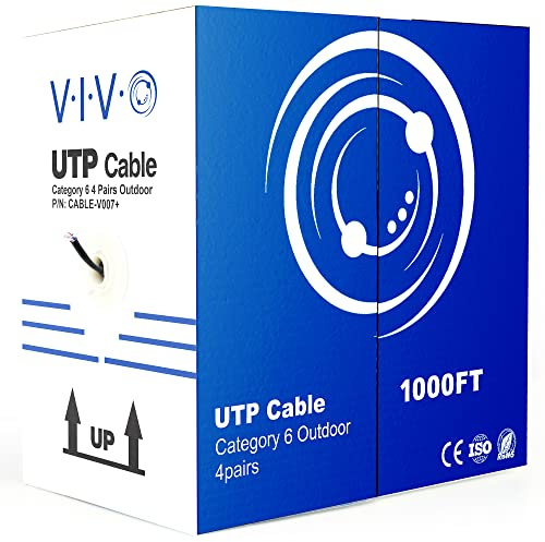 VIVO Black 305m Bulk Cat6, CCA Ethernet Cable, 23 AWG, UTP Pull Box, Cat-6 Wire, Waterproof, Outdoor, Direct Burial CABLE-V007
