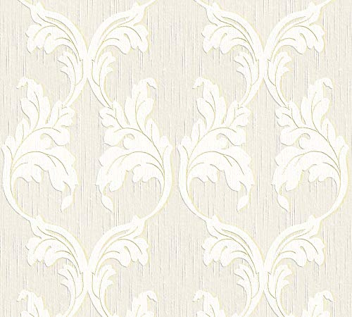 A.S. Création Architects Paper Textiltapete Tessuto Tapete mit Ornamenten barock 10,05 m x 0,53 m beige creme metallic Made in Germany 956287 95628-7