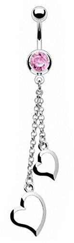 Piercingfaktor Bauch Piercing Chirurgenstahl Kristall Zwei Herzen