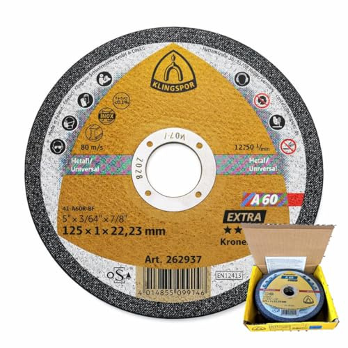 10 x Klingspor Edelstahl Trennscheiben 125 x 1mm Inox Metall Trennscheibe für Flex