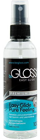 beGLOSS Easy Glide Premium Spray - 100 ml - Easy Glide - Pure Feeling - Slip into Rubber & Latex Garments Fast and Easy with Our Lubricant Dressing aid.