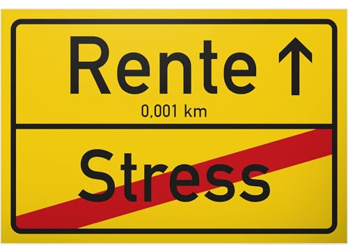 DankeDir! Rente (Stress) Ortsschild - Schild Abschiedskarte Ruhestand Geschenkidee Abschiedsgeschenk Kollegen Rente Geschenk Verabschiedung - Abschied Arbeitskollege Büro
