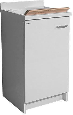 Montegrappa Mobile Lavatoio 45x50x85cm Anta ASSE in Legno Marella Bianco Sinistra