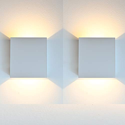 TVGO Aplique Pared Interior LED, 2 Pcs Aluminio Lámpara de pared Moderna 7W Blanco Cálido perfecto para La Sala De Estar Dormitorio Baño Cocina Comedor (Blanco)