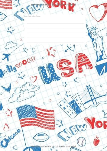 Hefte - Blöcke - Notizen: Vokabelheft DIN A4, 50 Seiten, Soft Cover, Inhaltsverzeichnis, 2 Spalten, Erfolgs-Tracker, Schulheft USA