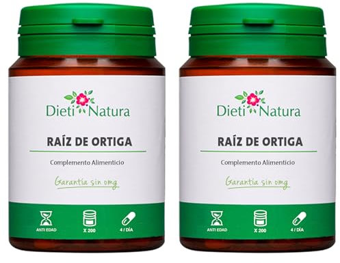 Dieti Natura Raíz de Ortiga Pack de 2 - Complemento para Promover la Eliminación Urinaria - Extracto de Hoja de Ortiga que Favorece la Función Renal - Garantía sin OGM (Mediano)