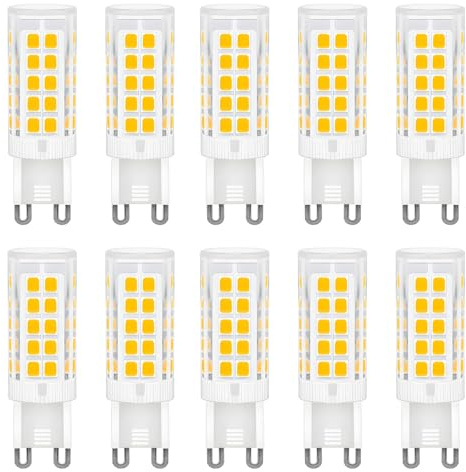 HUAMu LED-Leuchtmittel Glühbirne, G9-Sockel, 5W, warmweiß, 3000 K, 500lm, G9-Energiesparlampe, entspricht 50 W Halogenlampenersatz, AC 220 V-240 V, 360 Grad Abstrahlwinkel, 10 Stück