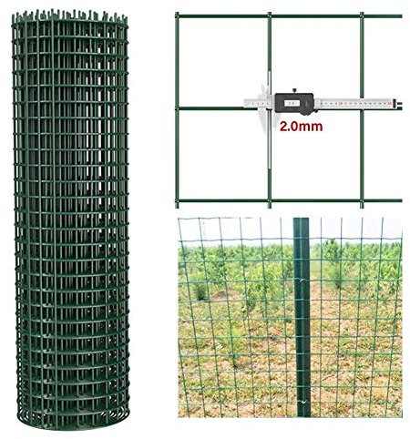 Welded Wire Garden Fence, Hardware Cloth, Green Vinyl Coating with 3x3cm Openings Cuttable Antistatic Suitable for Flower Beds, Trails, Terrace, Lane ( Color : 1.6mm Thick , Size : 1.2x10m )