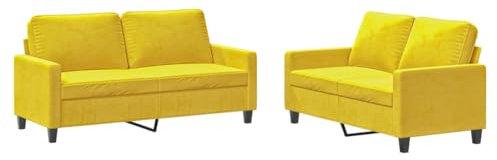 HETFTJN Küchensofa Sofas & Couches Sofas Wohnzimmer Couch - 2-TLG. Sofagarnitur mit Kissen Gelb Samt für Schlafzimmer Hotelzimmer Relaxationsraum Büro