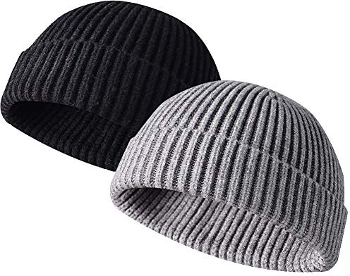 JFAN Gorro Docker de Punto Forro Polar Beanie de Lana Gorro con Vuelta Sombreros Cálidos de Invierno Gorro de Pescador Skullcap
