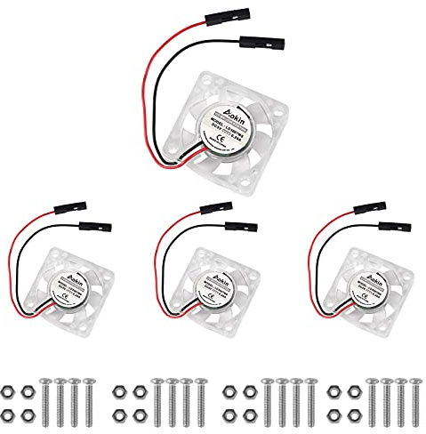 4 pcs Mini Cooling Fan for Raspberry Pi, Dealikee Brushless 3.3V 5V DC Quiet Fan 30x30x7mm Heatsink Cooler Fan for Raspberry Pi 5 4 Model B, 3 B+, Pi 3, Pi 2, Pi 1 B+, RetroFlag NESPI Case