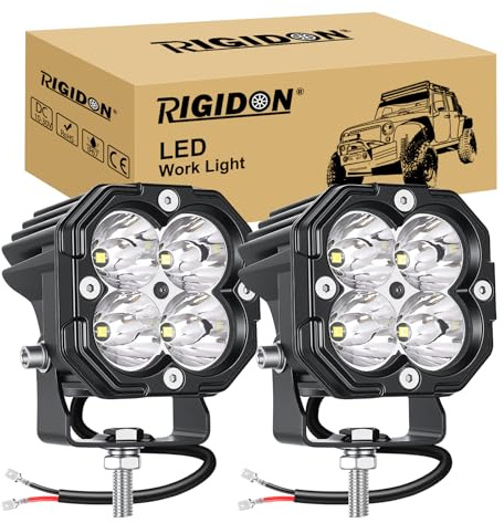 RIGIDON 2x faro trabajo led, 3 pulgadas mini 30W 3000lm focos led 12V 24V | spot lámpara, 6000K blanca, faros antiniebla, para off road camión coche ATV SUV 4x4 tractor motocicleta, luz de conducción