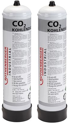 ROTHENBERGER Industrial Kohlendioxid CO2 | 2 x Schutzgas-Stahl-Einwegflasche 950 ml | Fülldruck 36 bar dadurch 34,2 Liter | M 10 x 1 | MAG Schweißen 35776