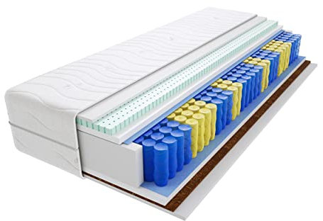 Godre Matratze 80x200 cm Doppelmatratze, H3 & H4 Federkernmatratze, Taschenfederkernmatratze 25 cm Hoch Latex Kokosfaser Hypoallergene, HR-Schaum, Wendematratze mit Klimafaser Salvo Max