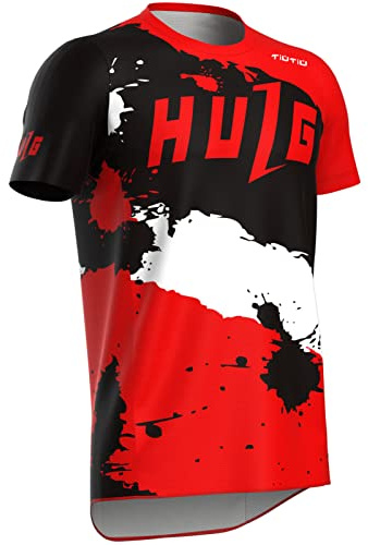 Maglia da ciclismo da uomo, da corsa, da uomo, a maniche corte, per mountain bike, materiale traspirante, ad asciugatura rapida, antibatterica