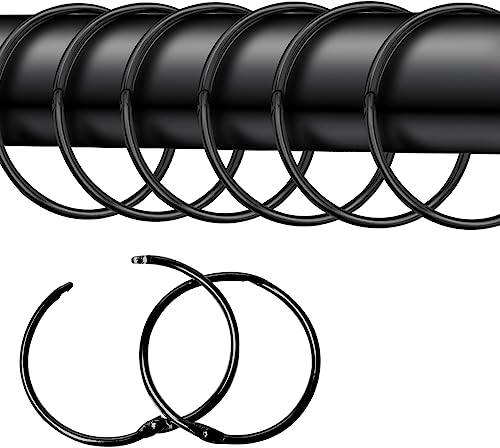 20 Stück gardinenringe zum öffnen,50mm Gardinenringe Vorhangringe,Rundringe Vorhang Clips Duschvorhang Metallklammern für Vorhänge und Gardinenstangen（schwarz）