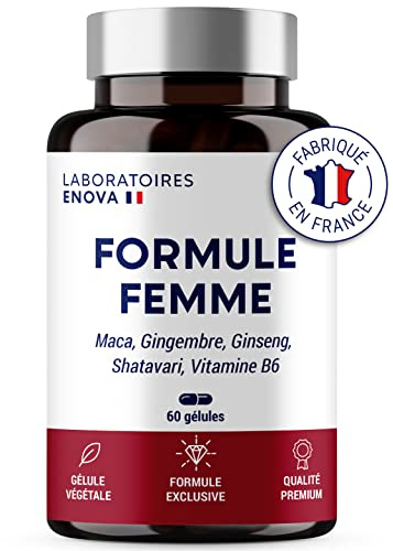 FORMULE FEMME | Vitalité Féminine | Complexe de Plantes : Maca, Gingembre, Ginseng, Shatavari, Vitamine B6 | 60 Gélules | Complement alimentaire | Fabriqué en France | lady era