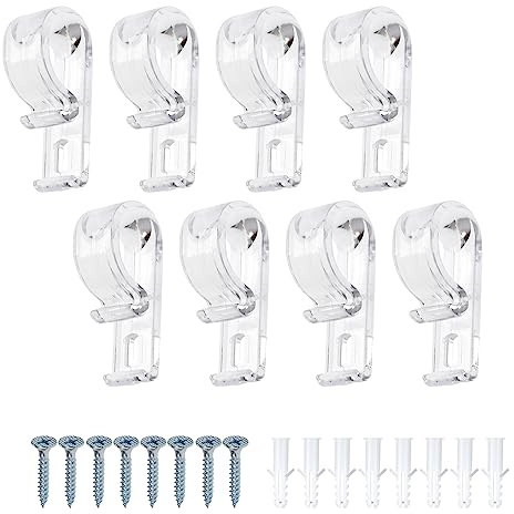 DBOO 8 Sets Plastic Roman Roller Blind Chain Cord P Clips Hooks Child Safety Roller Blind Clips for Blinds with 8 Screws and 8 Plastic Pillars