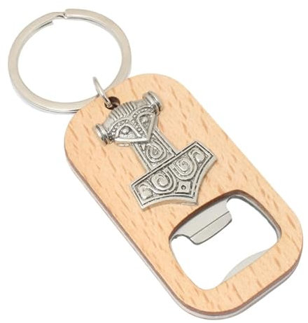 Thors Hammer Keyring Bottle Opener Wooden Stainless Steel Key Chain Gift 726