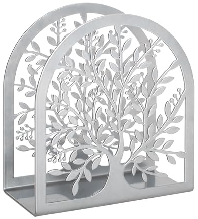 Fobule Napkin Holder for Tables, Tree of Life Design Modern Metal Napkin Holder for Home Kitchen & Picnic Party, Silver Grey