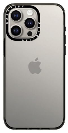 CASETiFY Compact Schutzhülle für iPhone 15 Pro Max Hülle [2X Militärqualität Fallgetestet / 1,2 m Fallschutz] – Transparent Schwarz