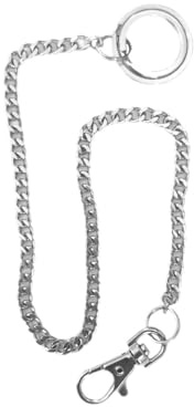 KAPSING Cadena para Cartera y Llavero de Acero Inoxidable con Mosquetón, Larga Cadena para Pantalones, Llavero Punk para Moteros y Camioneros, 40 cm