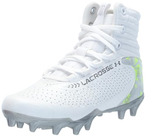 Under Armour Scarpe da ginnastica unisex da bambino Highlight Lax Mc Jr Lacrosse, (100) Bianco/Bianco/Nero, 4.5 Big Kid