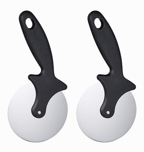 Cortapizza pack de 2. Uso doméstico y profesional. Ideal para cortar pizza en cocinas, bares, restaurantes, pizzerías y buffets. Cuchilla de acero inoxidable, agarre ergonómico y fácil limpieza