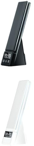 LED-Schreibtischlampe mit Kabellosem Ladegerät, Touch-Dimm-Tischlampe, Überspannungsschutz, Uhr und Wecker, Ideal Zum Lesen, Basteln, Arbeiten Am Computer (WHITE)