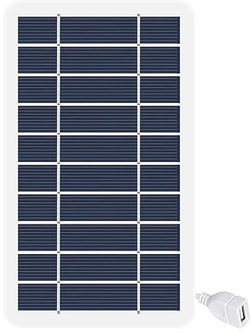 DEWIN Pannello Solare Portatile 5W 5V - Caricabatterie USB Powerbank per Esterno con Uscita USB