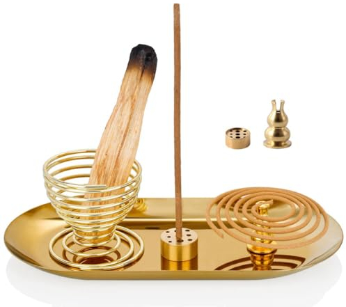 Lajiakoy® Porta Incenso, Porta Incenso per Bastoncini Progettazione 4 in 1 con Raccoglitore Cenere Possono Essere Combinati o Utilizzati Singolarmente, Incenso per Decorazioni la Casa（Ovale） (Ovale)