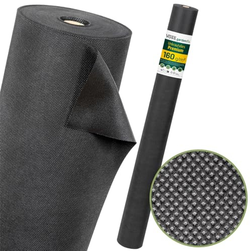 VOSS.garden Unkrautvlies 16,5m² - 160g/m², Premium Gartenvlies 15m x 1,1m, Mulchvlies gegen Unkraut, wasserdurchlässig und reißfest